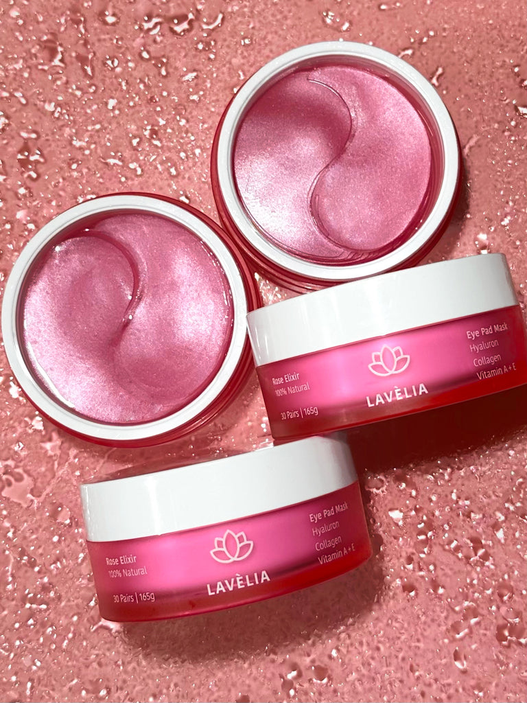 Entdecke das Geheimnis strahlender Haut im Sommer mit den LAVÈLIA ROSE ELIXIR Augenpads