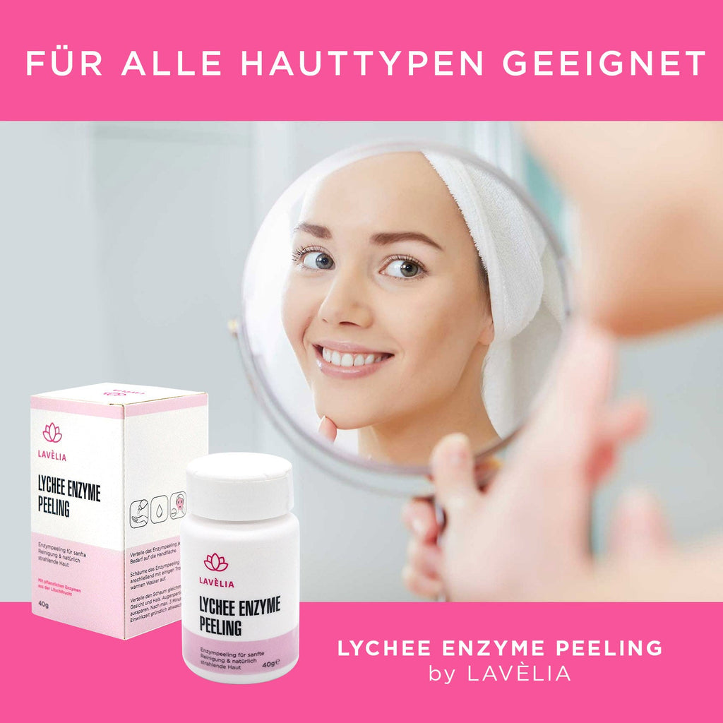 LYCHEE ENZYME PEELING - Veganes Enzympeeling für sanfte Gesichtsreinigung und strahlend glatte Haut - LAVÈLIA BEAUTY - Gesichtspeeling