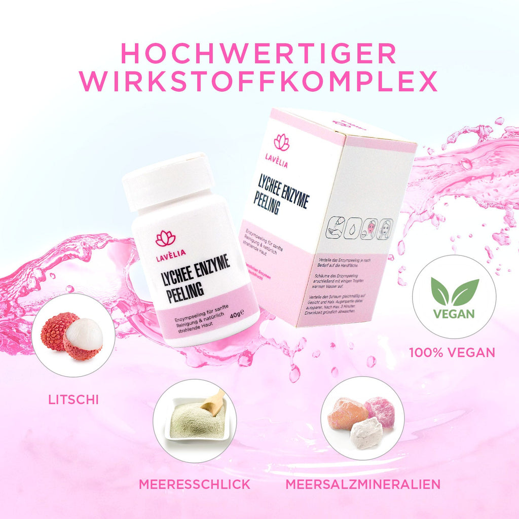 LYCHEE ENZYME PEELING - Veganes Enzympeeling für sanfte Gesichtsreinigung und strahlend glatte Haut - LAVÈLIA BEAUTY - Gesichtspeeling