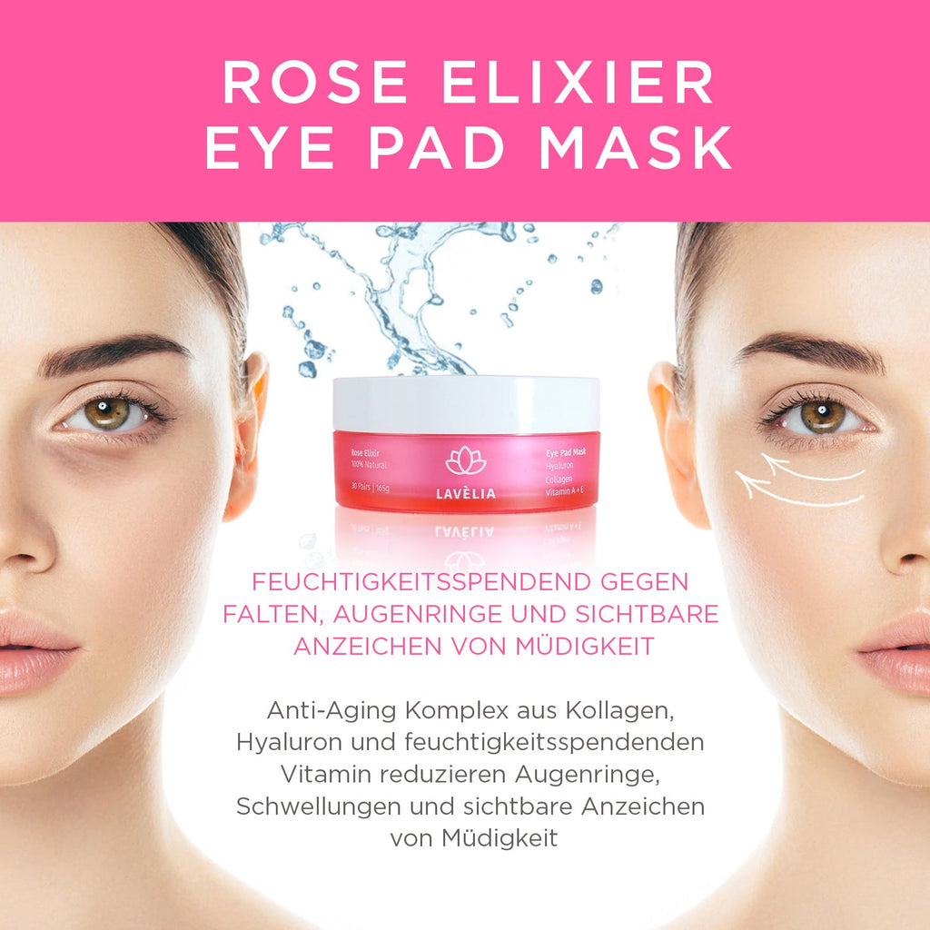 ROSE ELIXIR EYE PADS - Vegane Augenpads effektiv gegen Augenringe und Falten - GRATIS VERSAND - LAVÈLIA BEAUTY - Hautpflege